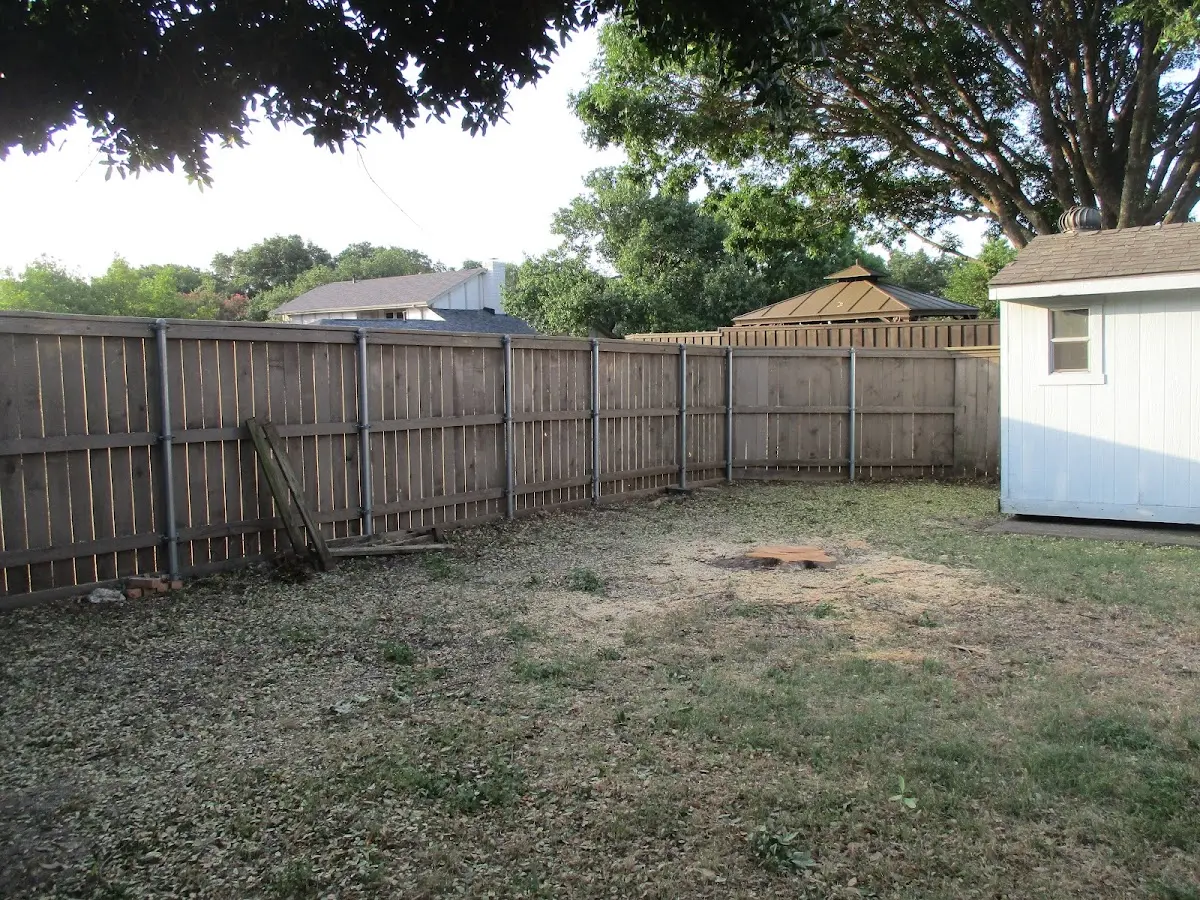 Cleared yard after professional tree removal in Peru